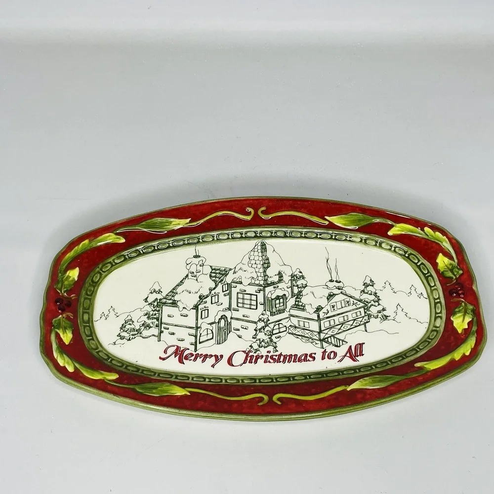 Fitz‎ and Floyd Holiday Serving Plate Dish MERRY CHRISTMAS TO ALL Tableware 10